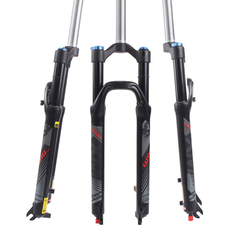 BUCKLOS LUTU 26/27.5/29 Air MTB Suspension Fork, Rebound Adjust Straight Tube 28.6mm QR 9mm Travel 120mm Manual/Crown Lockout Mountain Bike Forks, Ultralight Gas Shock XC Bicycle (Black, 29) - Image 1
